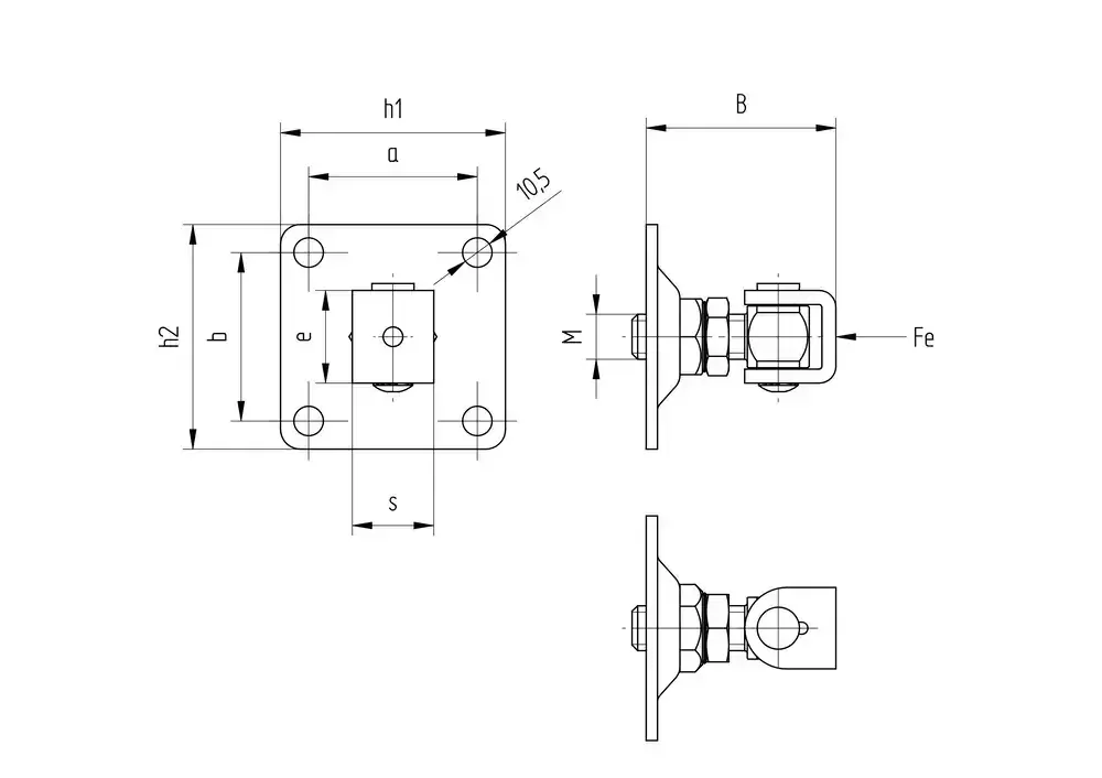 Stavitelný pant M18 s plotnou 90x90 mm