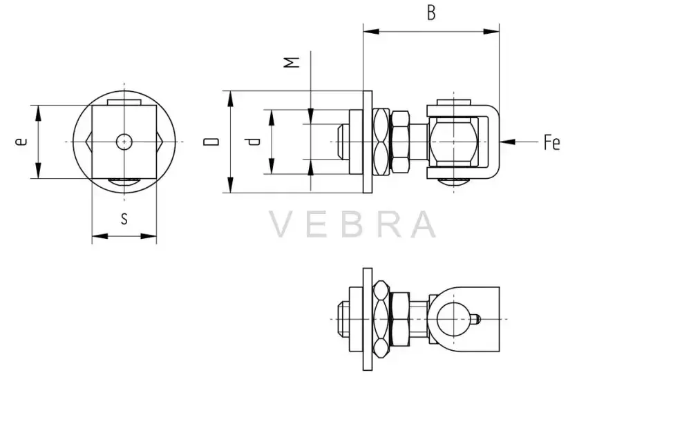 Stavitelný pant M20 s navařovací podložkou