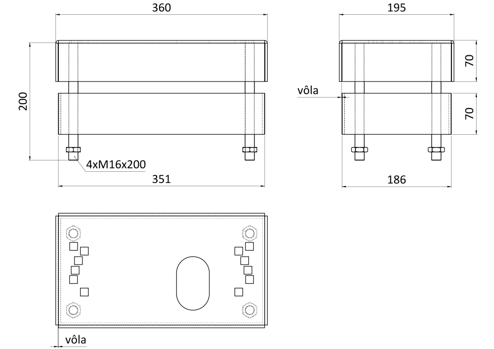 Univerzální nastavitelný podstavec pro pohony posuvných bran