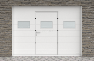 Sekční garážová vrata s dveřmi VEBRA - 9010_Bílá