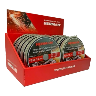 Řezný kotouč HERMAN 125 mm - 10 ks, na ocel v kovovém boxu